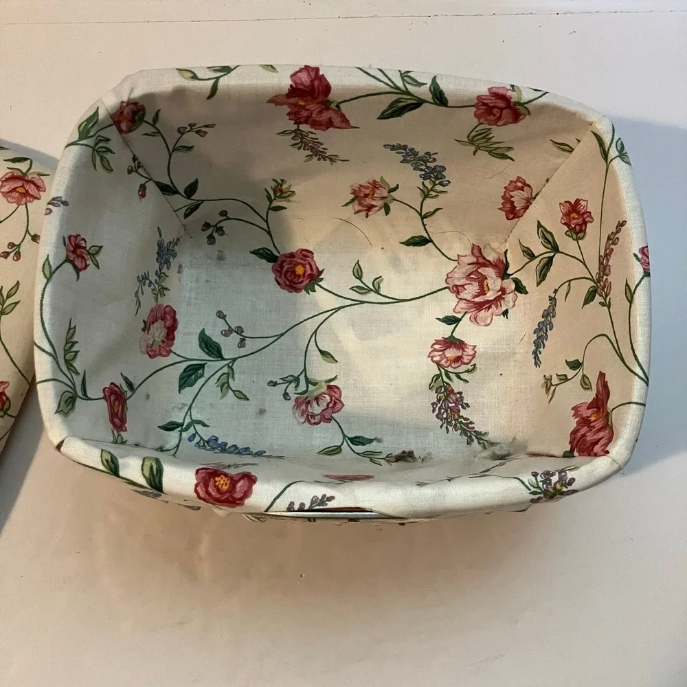 Henn Workshops Special Edition Mother's Day floral lined vanity basket w/ lid